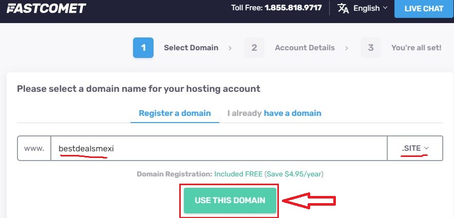 fastcomet doamin register