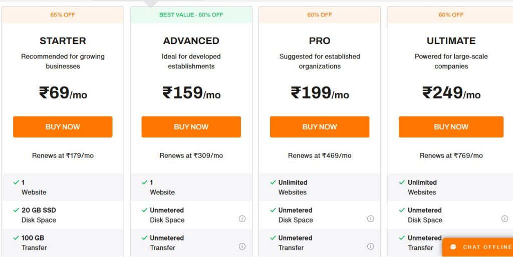 bigrock shared hosting