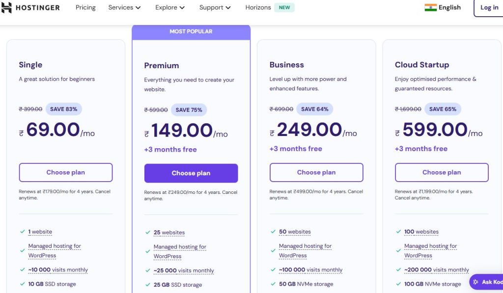 hostinger shared hosting