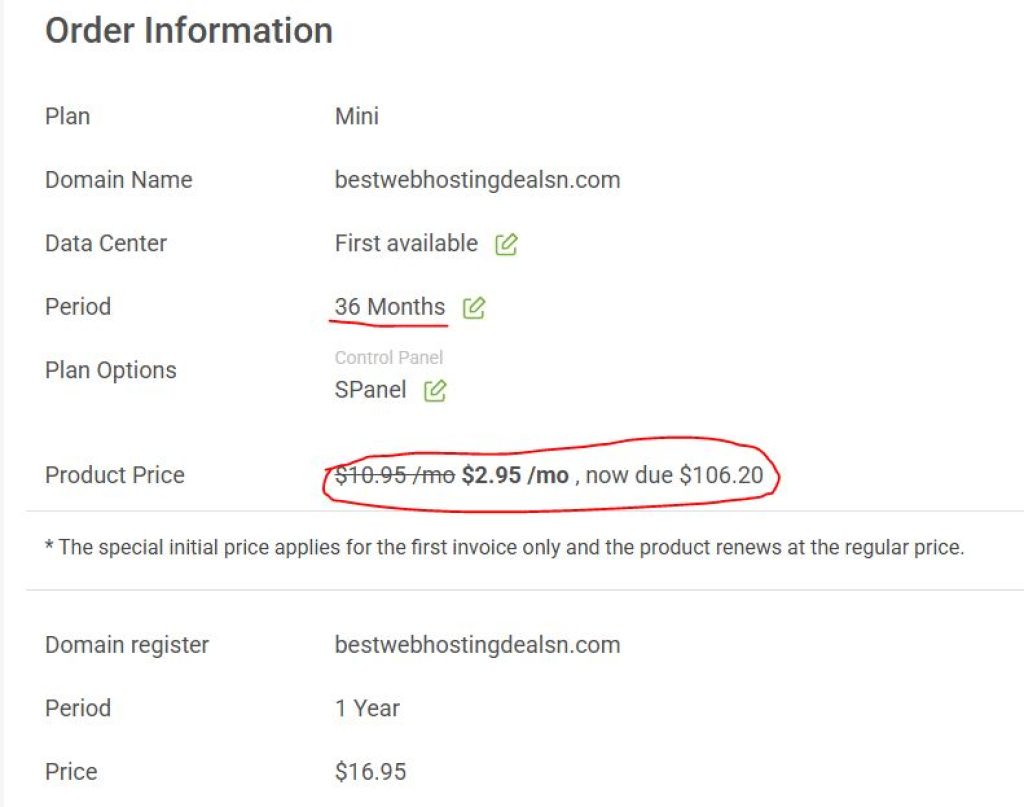 Scalahosting discount is applied
