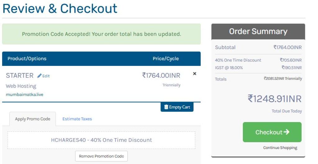 goviralhost coupon applied