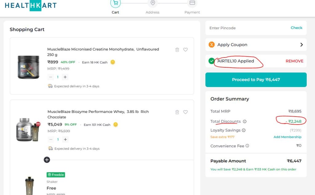 healthkart coupons code applied