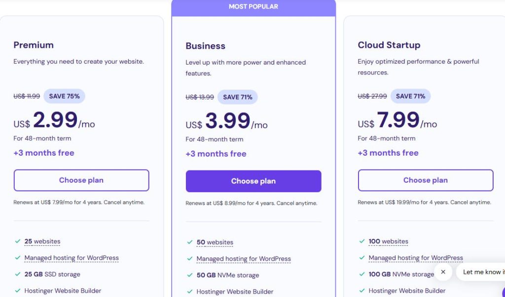 hostinger hosting price