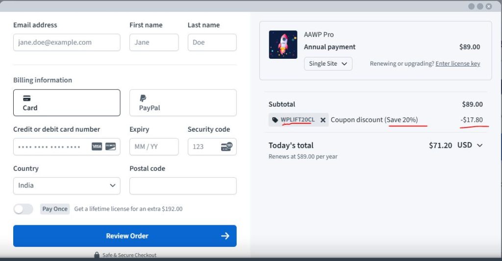 aawp coupon codes